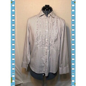 Talbot's Petite  Pinstripe Ruffle Button Down